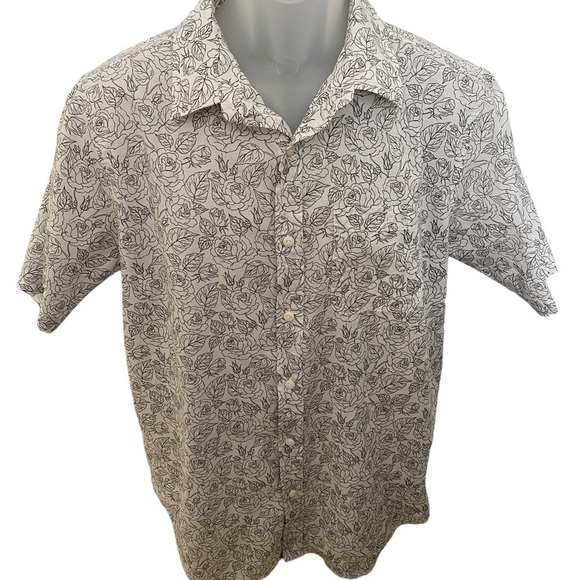 EZEKIEL Floral Reverse Print Short Sleeve Collared Shirt Men M Medium - Picture 1 of 8